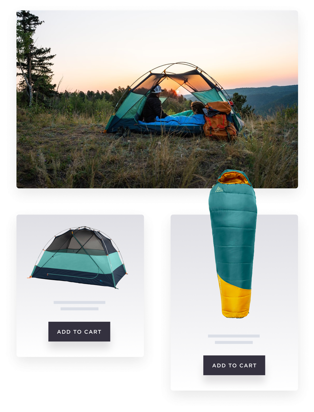 Collage camping product tent sleeping bag kelty