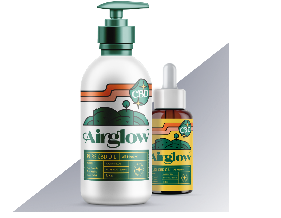 Collage product cbd oil triangle airglow